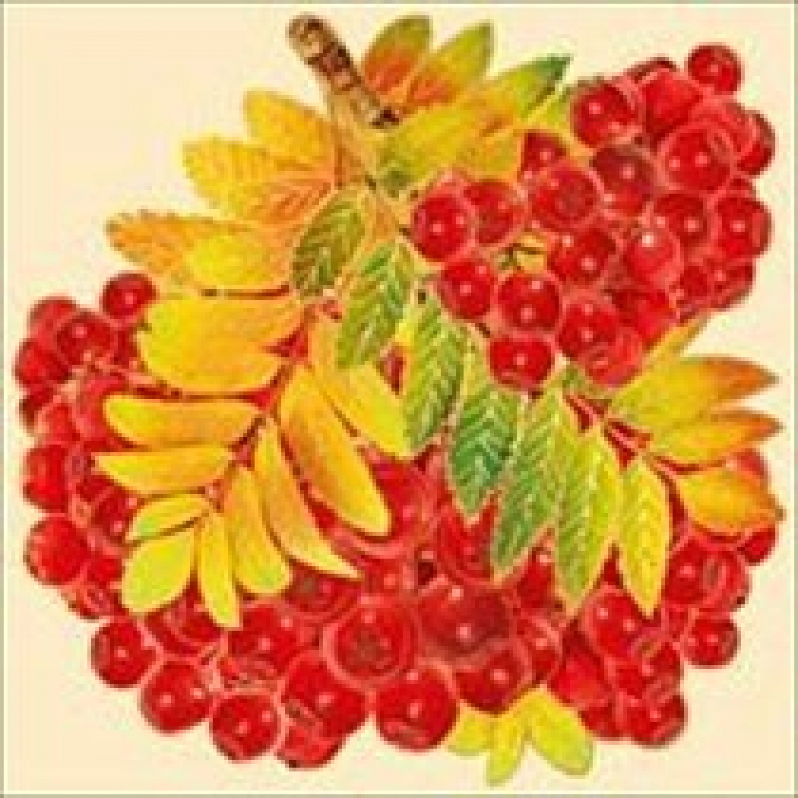 Листик для украшения с ягодами