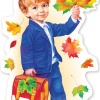 Мальчик с осенними листьями (Плакат А3)