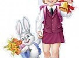 Плакат двухсторонний вырубной «Девочка с зайчиком», размер А3 (29,5см*42см), плотност...