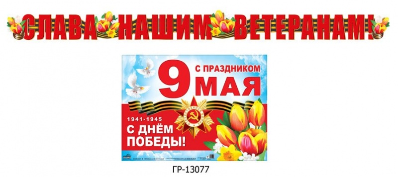 гирлянда с плакатом С празником 9 мая